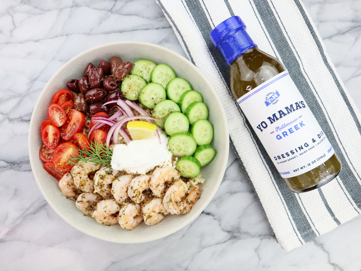 Greek Shrimp and Rice Bowl &ndash; Yo Mama's Foods