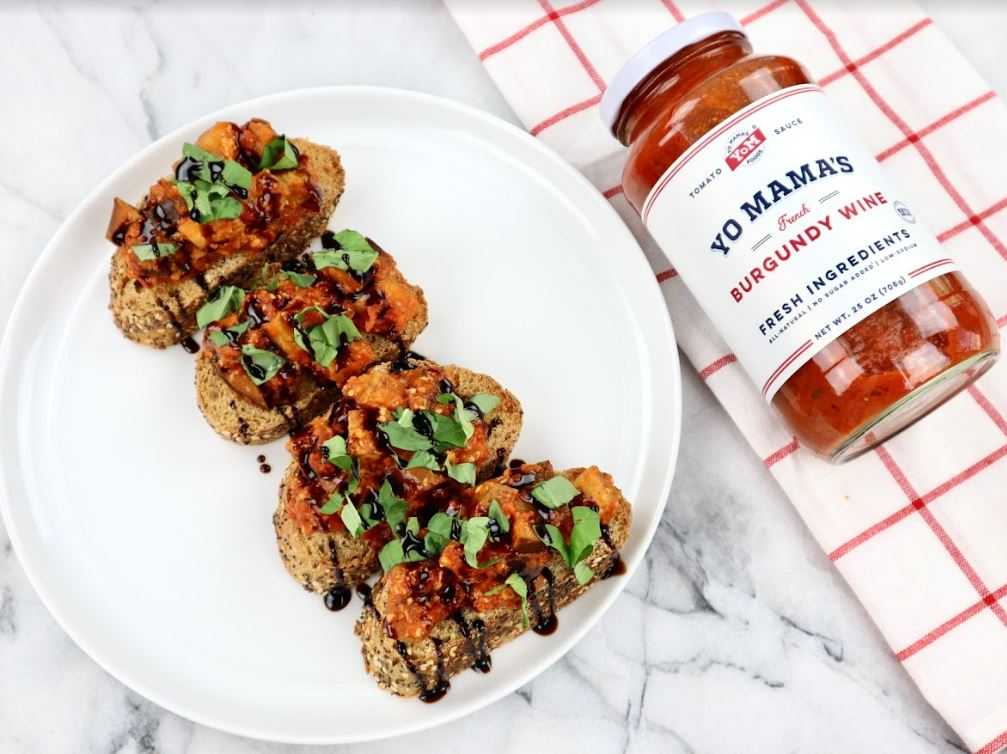 Burgundy Eggplant Marinara Crostini